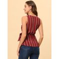 thumbnail image 4 of INSPIRE CHIC Hauts d'Été pour Femmes Sans Manches à Encolure en V Portefeuille à Nouer à la Taille TP Rouge, 4 of 5