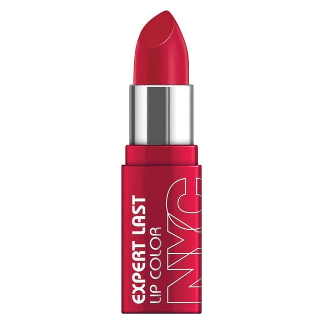 Nyc New York Color Expert Rouge à Lèvres en tube Rouge avec Boîtier Intérieur Argenté, Doté d'Une Pointe Rouge Vif avec une Pointe Inclinée Lisse, Hydratant et Longue Tenue jusqu'à 6 Heures, Convient à un Port Quotidien vibrant.