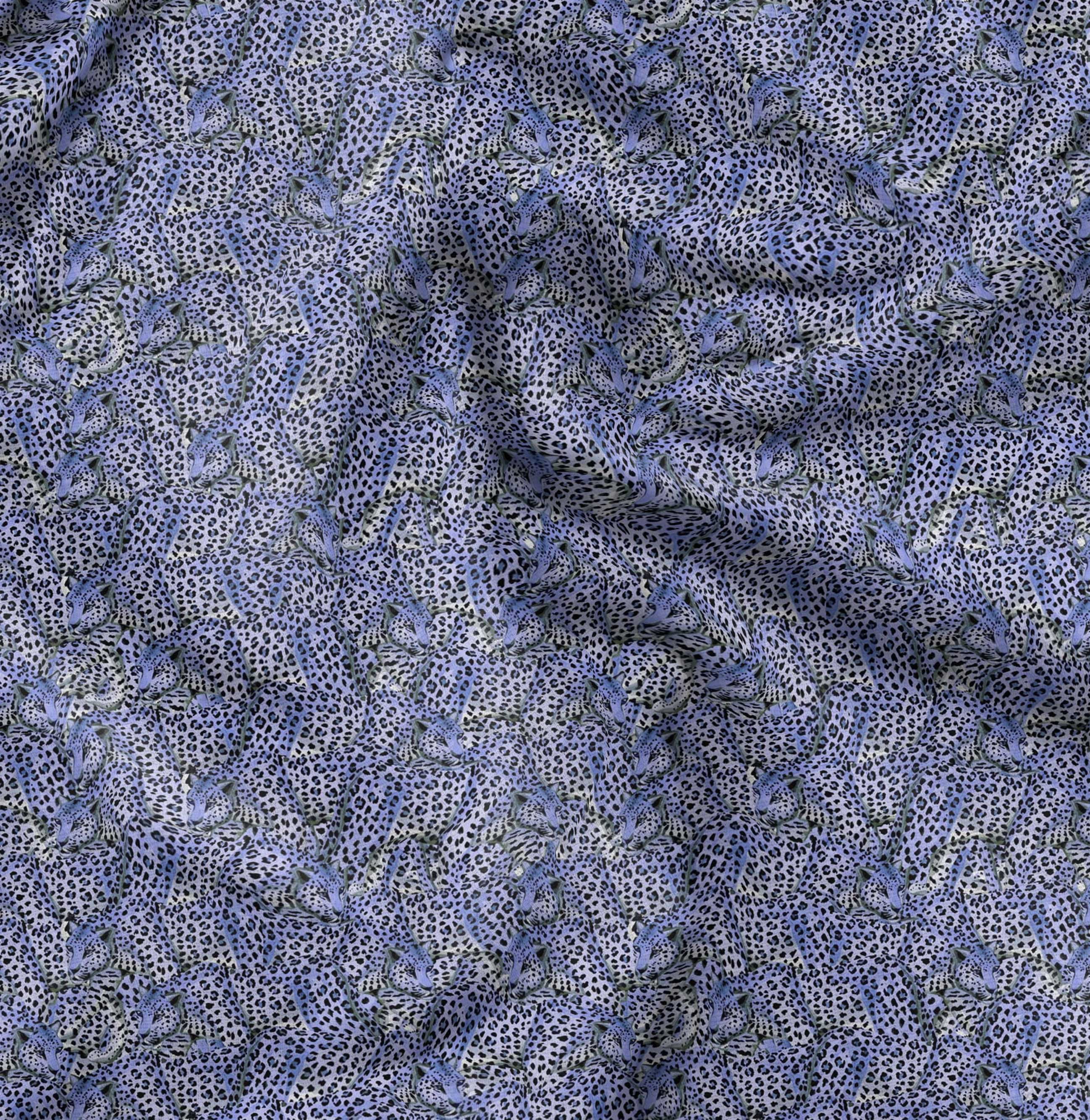 Soimoi Polyester Crepe Fabric Leopard Animal Print Fabric by The Yard 42 Inch Wide