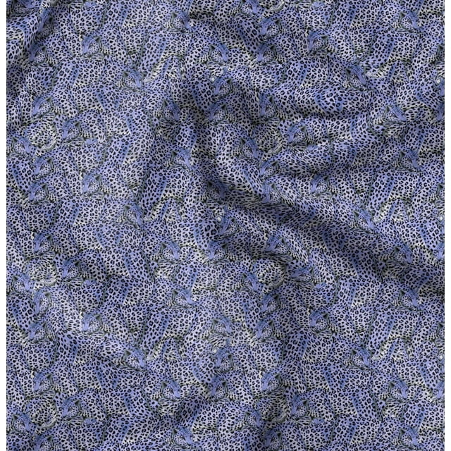 Soimoi Moss Georgette Fabric Leopard Animal Decor Fabric Printed Yard 42 Inch Wide