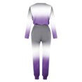 thumbnail image 5 of KIHOUT Survêtement pour Femmes Ensemble 2 Pcs Imprimé Dégradé Manches Longues Col Rond Hauts Décontractés Pantalons String Jogger Ensemble de Détente, 5 of 5