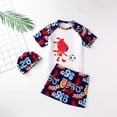 thumbnail image 2 of MIASHUI Boys Two Piece Rash Guard Swimsuits Kids Short Sleeve Swimwear Sets with Hat,Navy,7-8 Years, 2 of 7