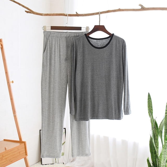 RKSTN Ensemble de Pyjama pour Homme Ensembles de Pyjamas à la Mode Automne Détente Col Rond Manches Longues Chandail Ensembles de Pjs Confortable 2 Pcs Décontracté Tenue d'Intérieur d'Hiver
