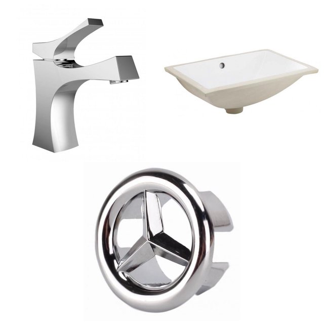 American Imaginations 20.75-in. W CSA Rectangle Bathroom Undermount Sink Set In White - Chrome Hardware AI-26983