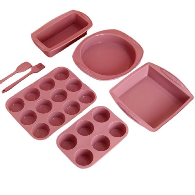 All-in-One Silicone Bakeware Set, 7-Piece Non-Stick Kit for Cake, Muffin & Bread, Easy to Clean