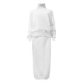 thumbnail image 3 of Ensemble Jupe Chandail 2 Pcs pour Femmes - Polyester, Col Montant, Manches Longues - P-TTG, 3 of 4