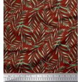 thumbnail image 1 of Soimoi Red Poly Georgette Fabric Pine Leaves Print Fabric by the Yard 52 Inch Wide, 1 of 3