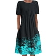 thumbnail image 2 of Robes Maxi pour Femmes 2023 avec Manches Robe d'Été Bohème à Imprimé à Manches Courtes Robe de Plage Longueur Genou Robe à Manches Courtes en Liquidation, 2 of 5