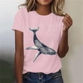 thumbnail image 2 of Tnhcen T-Shirt de Base à Manches Courtes d'Été à Col Rond pour Femme avec Imprimé d'Animaux Marins / Extensible, Respirant, Grande Taille (P-3TG) / Décontracté, Plage, Usage Quotidien, 2 of 4