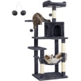 thumbnail image 1 of Feandrea Cat Tree, 56.3-Inch Cat Tower for Indoor Cats, Multi-Level Cat Condo with Scratching Posts, Perches, Hammock and Cave, Smoky Gray, 1 of 9