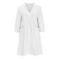 thumbnail image 4 of Weiqiqre Robes pour Femmes, Robes Décontractées Amples à Col en V pour Femmes à Manches 3/4 avec Poche en Solde, 4 of 6