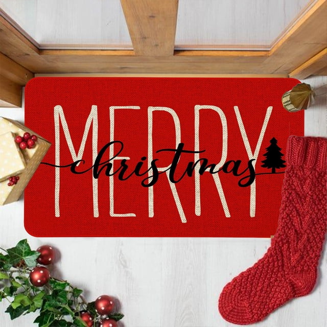 Tapis de Porte de Noël Extérieur - Tapis de Porte avant de Noël Paillasson de Noël - Tapis de Bienvenue de Noël Extérieur - Tapis de Porte avant Extérieur de Noël (16x24 Po)
