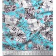 thumbnail image 1 of Soimoi Poly Georgette Fabric Leaves & Flower Floral Print Sewing Fabric Yard 42 Inch Wide, 1 of 3