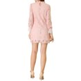 thumbnail image 3 of INSPIRE CHIC Juniors Ruffle Crew Neck Long Sleeves Floral Lace Casual Mini Dress, 3 of 6