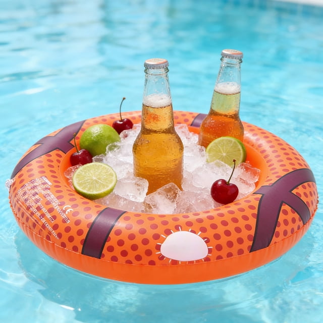 pstuiky Portable Inflatable Floating Cooler & Drink Holder Sphere-Shaped Pool Float with 4 Drink Slots Thickened Plastic for Durability