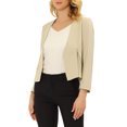 thumbnail image 4 of INSPIRE CHIC Blazer Court Sans Col à Fermeture Éclair pour Femme de Style Workwear TP Beige A, 4 of 7
