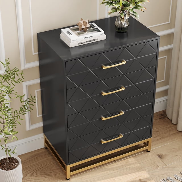 Commode pour Chambre avec 4 Tiroirs, Meuble Télé Commodes Commode pour Salon Couloir Entrée, Panneau MDF, Blanc