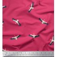 thumbnail image 3 of Soimoi Pink polyester Crepe Fabric Flying Stork Bird Print Fabric by Yard 52 Inch Wide, 3 of 5