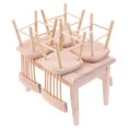 thumbnail image 4 of Mobilier Miniature Maison de Poupée Table à Manger en Bois avec Ensemble de 6 Chaises, 4 of 6