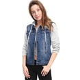 thumbnail image 4 of INSPIRE CHIC Veste en Denim à Capuche à Cordon Superposée pour Femmes avec Poches, 4 of 5