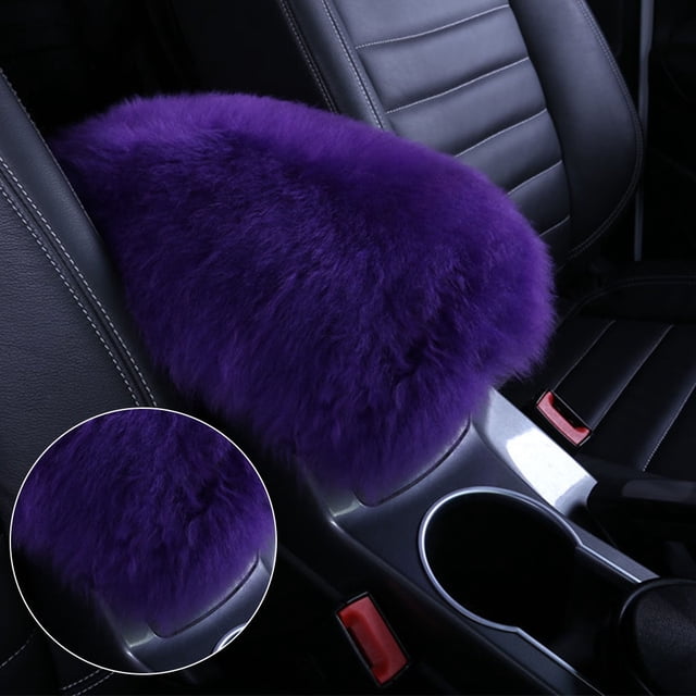 fastboy Car Seat Armrest Box Pad Wool Cover Winter Warm Pad Car-Styling Decoration Auto Accessories purple 1Set