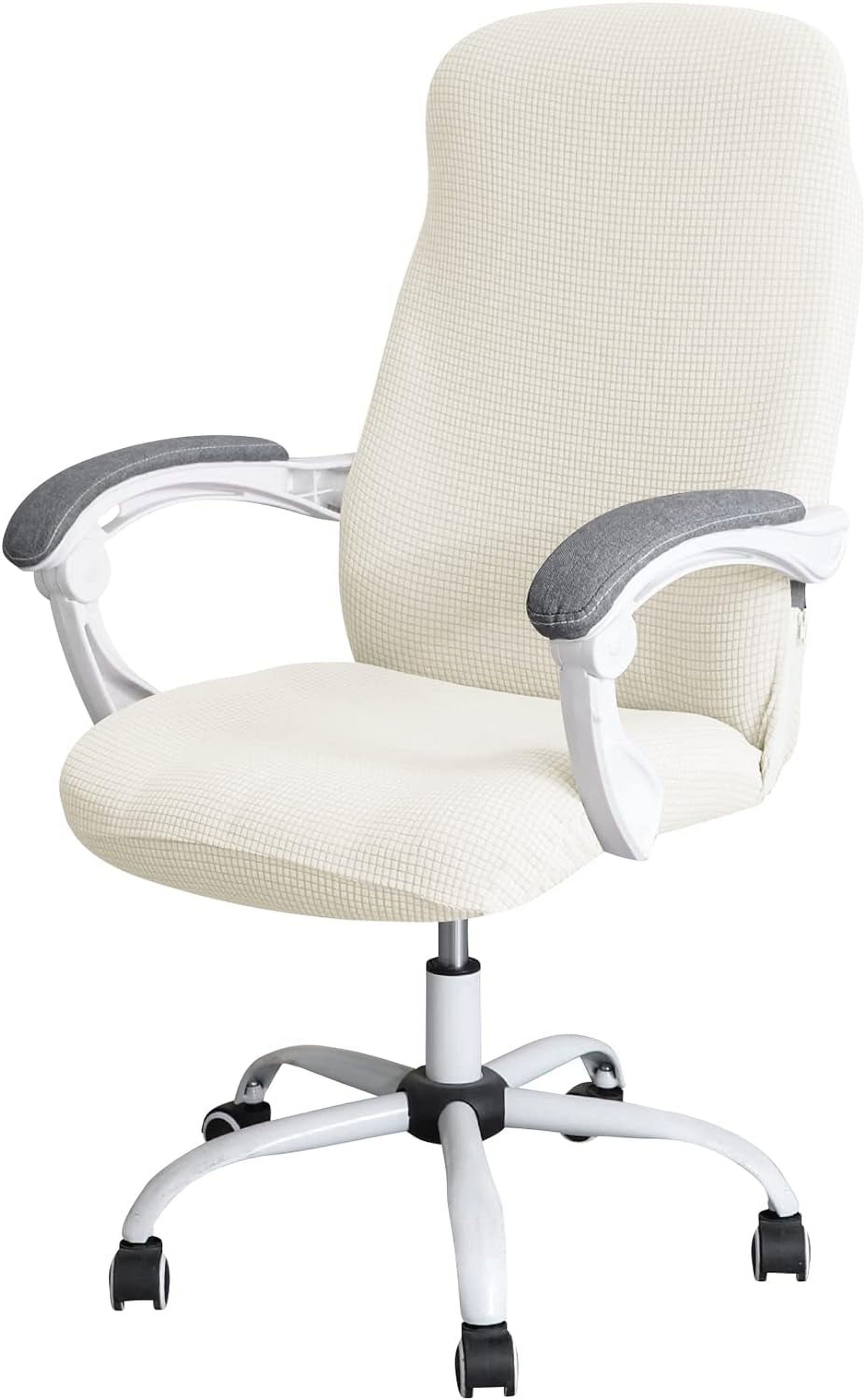 ORUYROP Housse de Chaise de Bureau Extensible Résistante à l'Eau Ivoire Extensible Jacquard Housse de Chaise d'Ordinateur pour Chaises de Bureau L