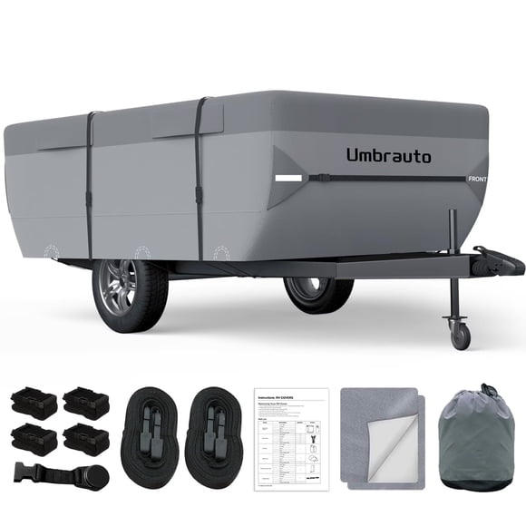 Pop Up Camper Cover 16'-18' Trailers Cover Upgraded 7 Layers Top Waterproof Anti-UV Ripstop RV Cover