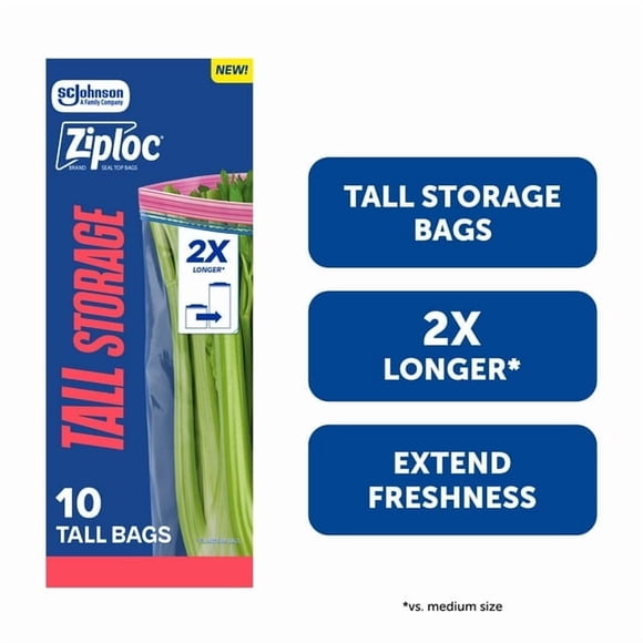 Ziploc® Tall Storage Bags, 10 Bags, 10 Bags