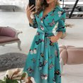 thumbnail image 1 of Pisexur Robe Maxi à Manches Longues pour Femmes, Style Bohème, en Mousseline Imprimée, Col à Revers, Longue Robe Ample, Robes de Printemps, 1 of 6