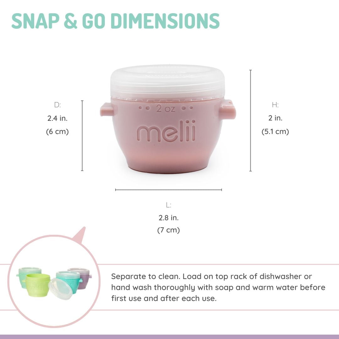 Melii Snap & Go Pods Food Storage Containers for Infants and Toddlers, 6 pack, 2 oz / 59 ml