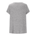 thumbnail image 4 of Posijego Hauts pour Femmes Été Chandail à Manches Courtes Léger V Neck Tunique en Tricot Chemises pour Femmes, 4 of 5