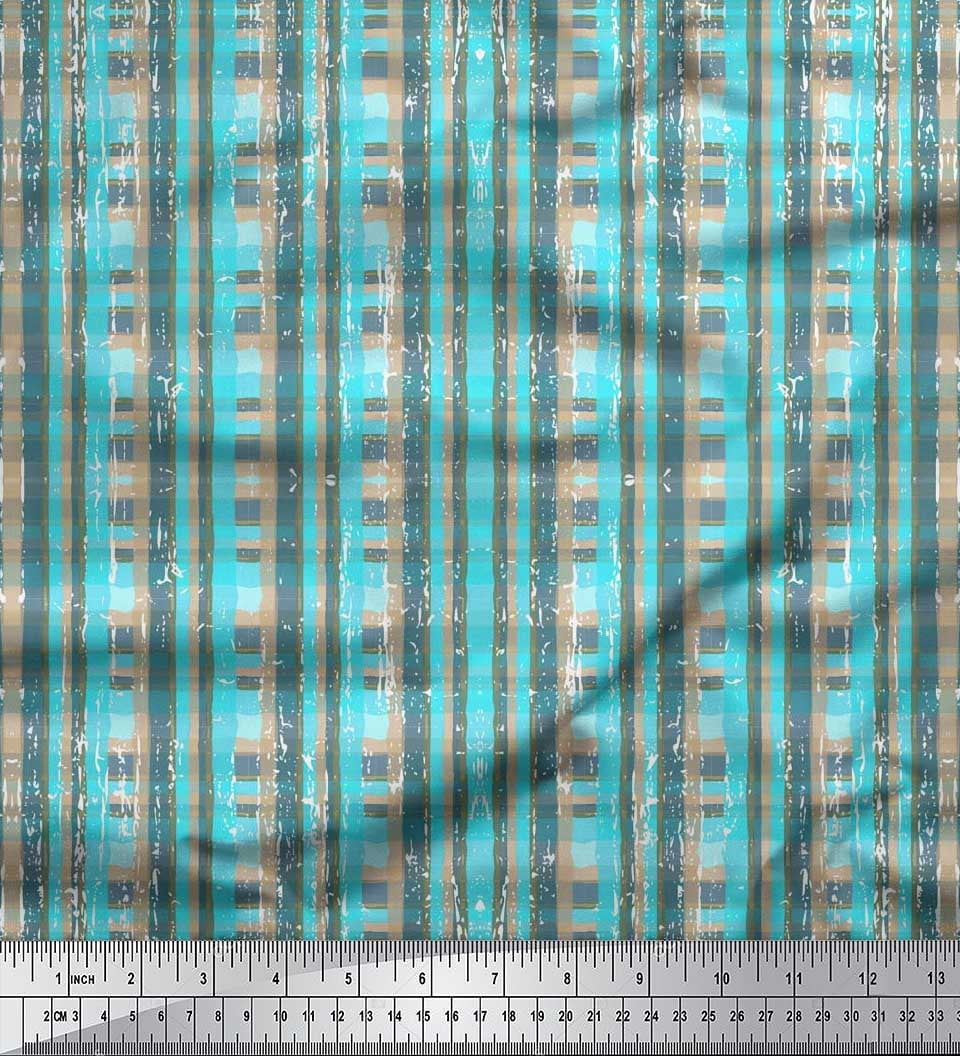Soimoi Japan Crepe Satin Fabric Geometric Check Printed Fabric 1 Yard 42 Inch Wide