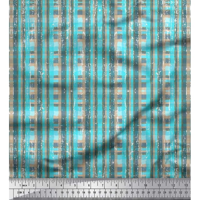 Soimoi Modal Satin Fabric Geometric Check Print Fabric by The Yard 42 Inch Wide