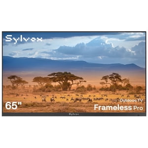 Sylvox Smart Outdoor TVs 65" 4K Télévision solaire complète 2000 Nits,IP56 Étanche Google TV,Lunette ultra étroite, sans flamme Pro