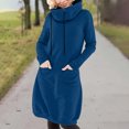 thumbnail image 2 of Floleo Robe d'Été Décontractée pour Femme à Col en V Boutonnée, Manches Longues, Confortable pour le Quotidien, Couleur Unie, Coupe Ample, Mini, pour le Printemps et l'Automne (Bleu, 2TG), 2 of 7