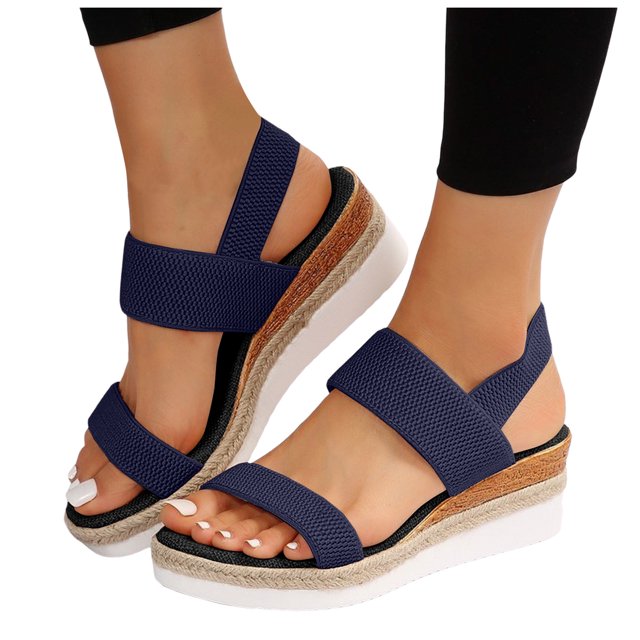 Women's Espadrilles Wedge Slingback Sandals Comfortable Stretchy Platform Walking Summer Shoes for Work