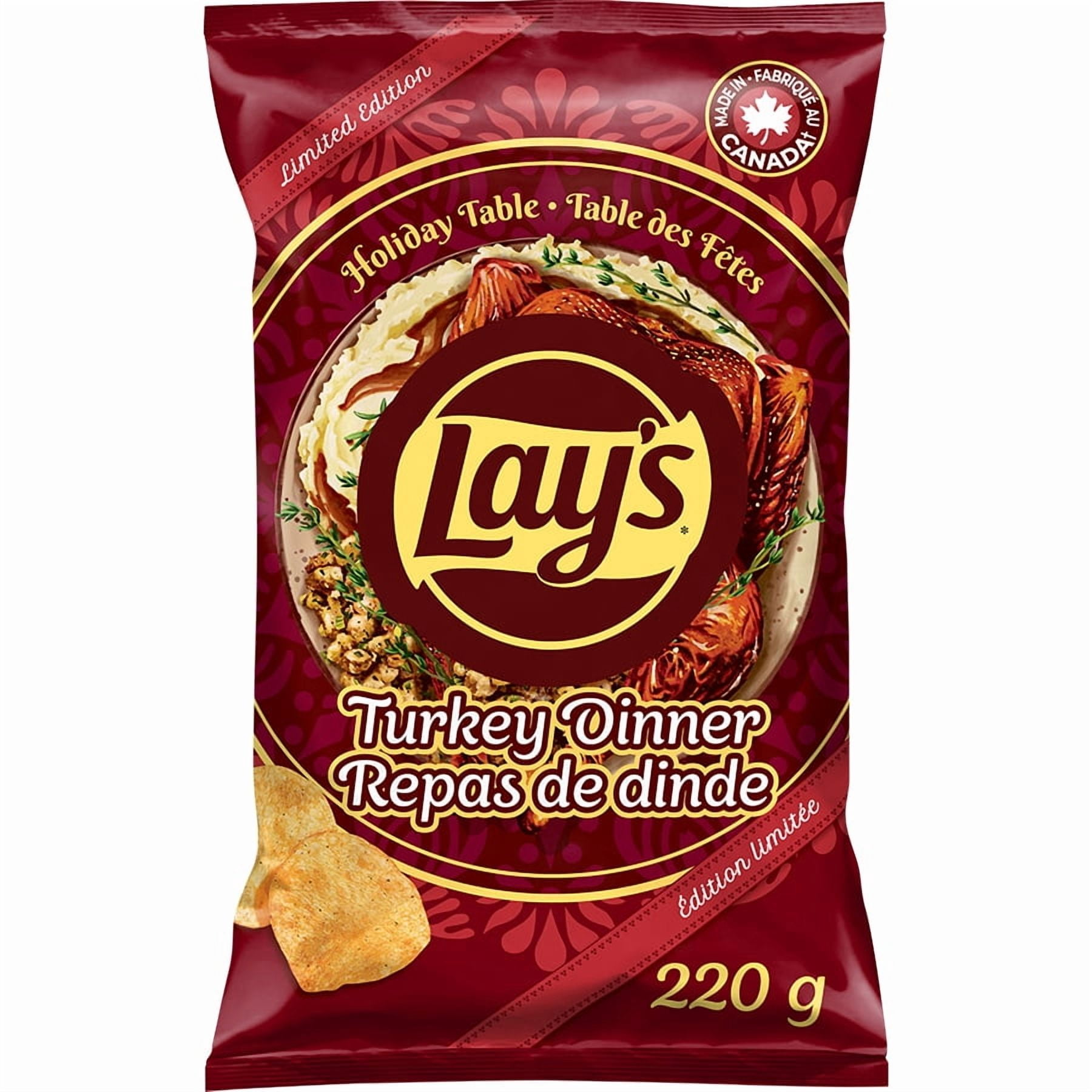 Lay's Turkey Dinner Flavoured Potato Chips.