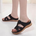 thumbnail image 3 of Womens Orthopedic Slippers Walking Slip on Sandals Comfortable Leather Wide Open Toe Platform Wedge Slides, 3 of 8