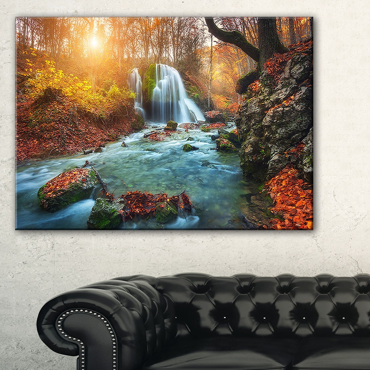 Tableau moderne imprimée sur toile Design Art Rivière en foret