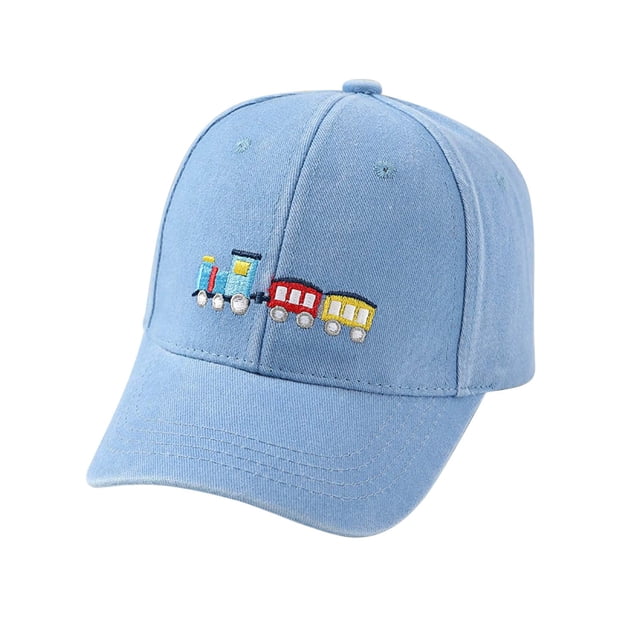 MIASHUI Kids Baseball Cap Cute Embroidery Adjustable Vintage Washed Hat for Boys Girls,Blue,2-8 Years