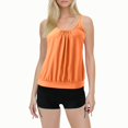 thumbnail image 1 of Women Swimsuits Solid Color Stylish Ruffle Tankini Tops with Boyshorts Orange Bathing Suits for Women XXL, 1 of 6