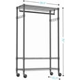 thumbnail image 4 of M MZG Garment Rack Adjustable with Hanging Rod Garment Rolling Closet Organizer Rack with Wheels, Heavy Duty Clothes Rack, Black, 15.7" D x 29.5" W x 74.5" H, 4 of 7