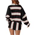 thumbnail image 4 of WEAIXIMIUNG Sweat à Capuche pour Femmes, Mode Graphique, Imprimé Rayé, Col à Revers, Bouton, Manches Longues, T-Shirt, 4 of 4