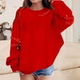 thumbnail image 1 of Cowsor Chandail à Col Rond Surdimensionné Style Varsity pour Femmes à Manches Longues, Décontracté, Mode, Haut à Enfiler, Tenues d'Automne, 1 of 6