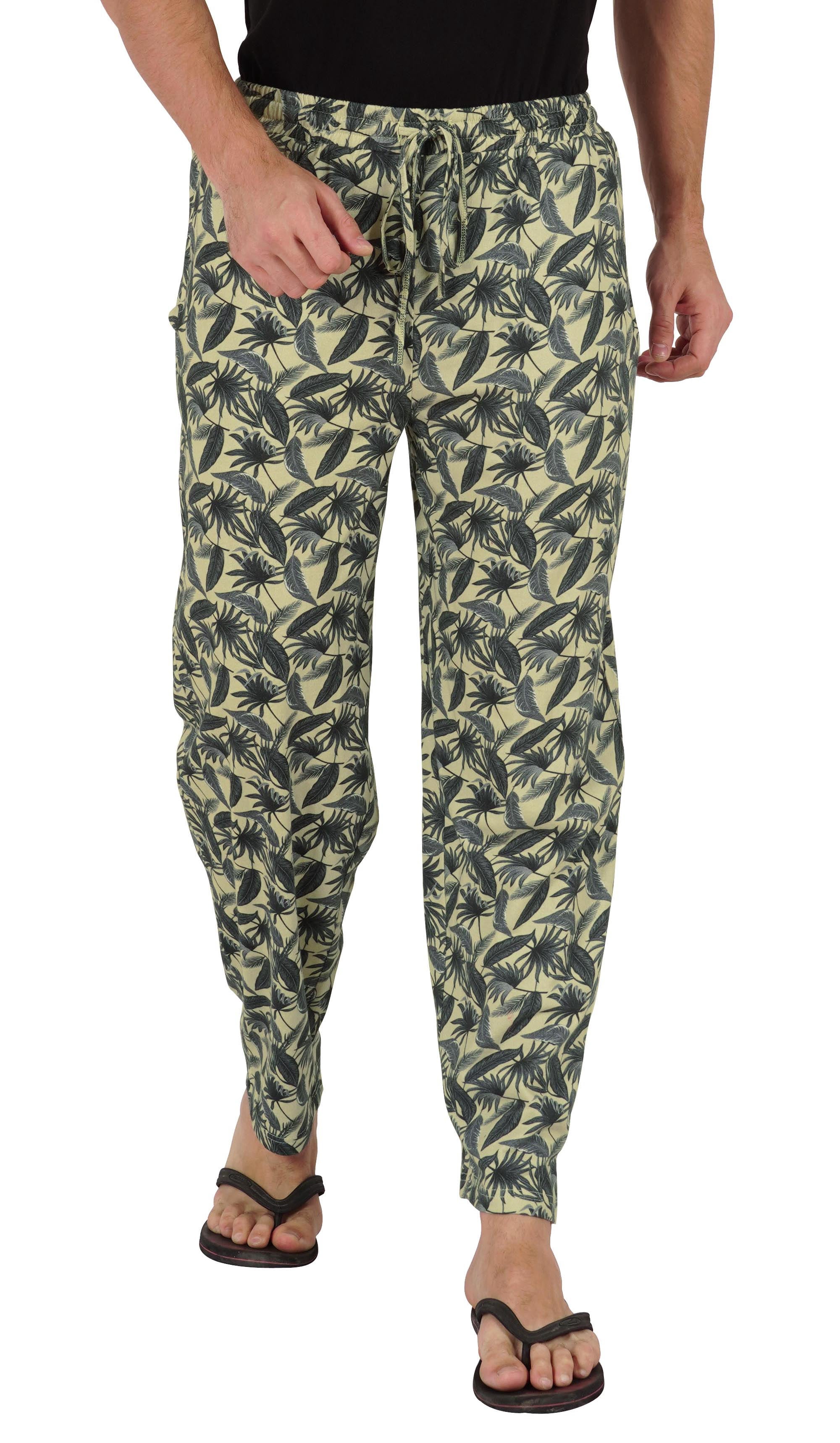 Inkmeso Printed Bottom Cotton Sleep Pajamas For Men's Elastic Waist Pajama Pants w/ Pockets