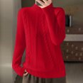 thumbnail image 2 of cfhntfmh Sweaters for Women Mock Neck Long Sleeve Solid Sweater Tops Fall Fashion 2024 Cable Knit Pullover Sweaters, 2 of 3
