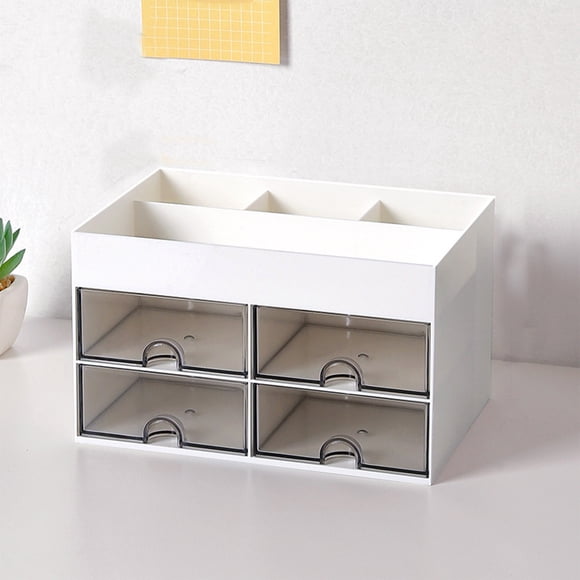 Organisateur de Maquillage pour Coiffeuse, Grand Organisateur de Bureau avec Tiroirs Transparents pour Cosmétiques, Bijoux et Soins des Ongles, Rangement pour Salle de Bain et Chambre, Bleu/blanc/rose, Conception Durable et Pratique