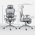 thumbnail image 3 of HOMCOM Chaise de Bureau Ergonomique en Maille, Chaise de Bureau à Dossier Haut, Gris, 3 of 10