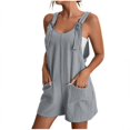 thumbnail image 1 of Économies d'Été! SROBPTY Combinaisons pour Femmes, Mode Femme Été Unie Décontractée Sans Manches à Bretelles Combinaison Courte Gris, m, 1 of 5