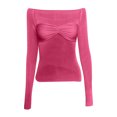 thumbnail image 3 of Women's Fashion Off Shoulder Long Sleeve Tees Slim Fit Stretchy Top - Solid Color, Backless, Perfect for Spring, Fall and Various Occasions, 3 of 3